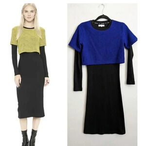 Opening Ceremony Dimensional Double Layered Thermal Midi Dress